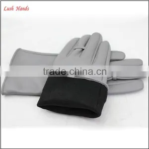2016 Ladies Spring Fashion Grey All Kinds of Leather Hand Gloves With Ring thumbnail-4