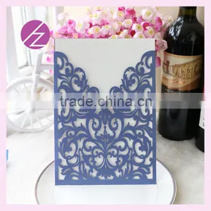 Custom Letterpress Invitations Cards Paper Craft Laser Cut Pocket Thank You /greeting Cards Tiffany Blue Wedding Decorations Quality Choice thumbnail-3