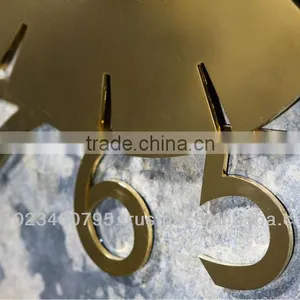 Unique Clock, Decorative Clock, Gold Plated Steel Numbers With Stone Veneer, Handmade Latest Wall Clock thumbnail-3