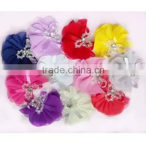 Butterfly Shabby Trim, Pearl Chiffon Flower thumbnail-1