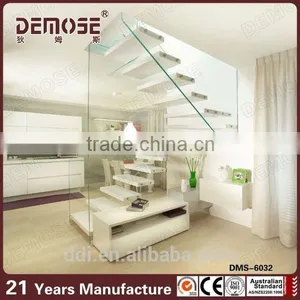 Indoor Stair Railing Installation Tempered Glass Small Space Straight Stairs thumbnail-2