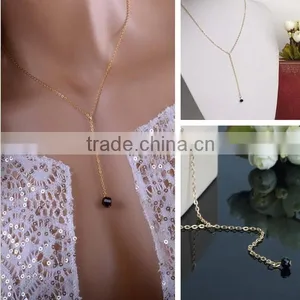 Chain Necklace With Crystal Set and Delicate Gold Necklace thumbnail-2