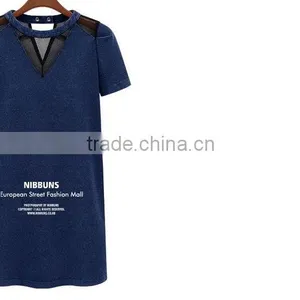 2014 Ladies Mesh Short Sleeve New Design Party Women China Online Shopping Wholesale Sexy Denim Dress,vintage Retro Girl Dress thumbnail-2