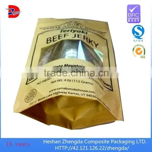 Custom Beef Jerky Snack Stand up Food Packaging Zipper Bag With Window and Matte Ink thumbnail-2