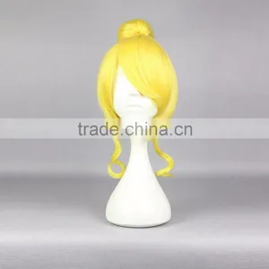 Cosplay Wig Pretty Girl Haistyle 30cm Short Wavy Yellow Synthetic Hair Anime Cosplay Love Live Ayase Eli Wig Pigtail Cosplay Wig thumbnail-2