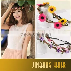 2016 New Premium Wholesale Products Bohemian Headband Rose Flower Braided Leather Elastic Hairband thumbnail-4
