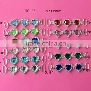 Stock Hot Selling Factory Price Colorful Heart Rhinestone Connector for Headband/hairwear for Bikini (RC-58) thumbnail-1
