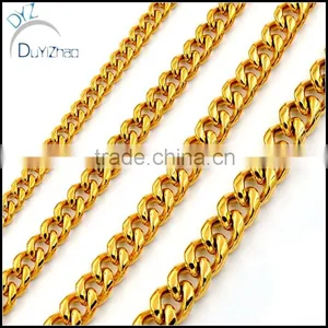 Heavy Men's Jewelry Gold Curb Cuban Chain Necklace 316L Stainless Steel thumbnail-1