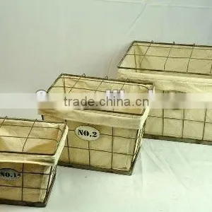 112106MO-Metal Basket W/jute Liner Wire Basket thumbnail-1