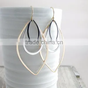 Bohemian Geometric Jewelry Gold and Silver Long Dangle Earrings thumbnail-1