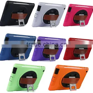 360 Rotating Heavy Duty Rugged Hybrid Armor Case for IPad Air Air 2, With Touch Screen, Leather Hand Strap thumbnail-5