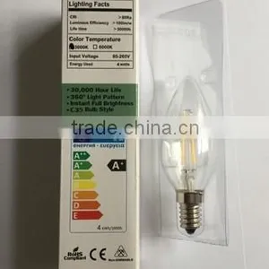 4 Watt Filament LED Candelabra Bulb E12 Base Flame Tip thumbnail-4