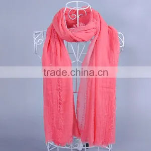 Popular Plain Pure Color Women Scarf Voile Scarves 180*100 Pashmina thumbnail-2