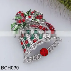 Silver Tone Multi Color Bell Rhinestone Brooch thumbnail-1