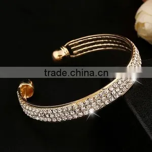 Fashion Women Girl Crystal Rhinestone Charm Bracelet Open Cuff Bangle thumbnail-5