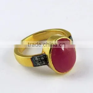 Lavender !! Gold Plated Ruby & CZ 925 Sterling Silver Ring, Wholesale Silver Jewelry, Indian Jewelry Manufacturer thumbnail-1