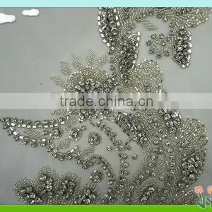 2015 Newest Sew on Tulle Flower Applique With Rhinestone thumbnail-2