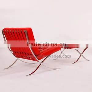 Black/white/brown/red Leather Barcelona Chair thumbnail-5