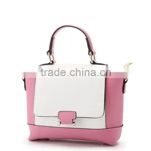 Fake Leather Contrast Color Ladies Hand Bag thumbnail-1