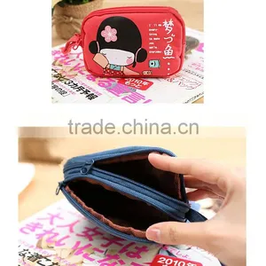New Coming Women Girls Double Zipper Fabric Coin Purse Wallet Case Mobile Phone Bag thumbnail-2