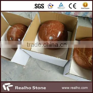 Natural Red Marble Stone Bowl Sink Bathroom thumbnail-2