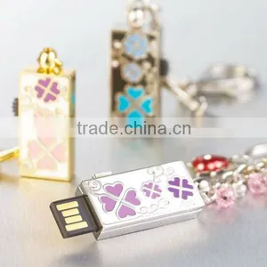RORO Four-leaved Clover Enamel Craft Gift USB Flash Disk USB Flash Drive thumbnail-1