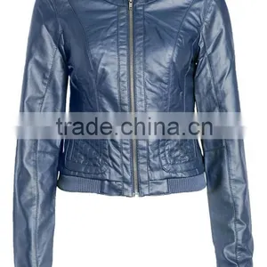 Ladies Fashion Leather Jacket & Collarless Style thumbnail-1