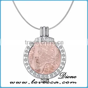 Jewelry Rose Gold Coinlocket Interchangable Coin Holder Necklace thumbnail-6