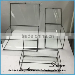 Metal Decoration Vintage Gift Cabinet Display Home Stained Glass House Container thumbnail-6