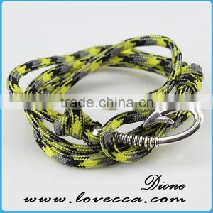 Logo Custom Wholesale Nautical Navy Leather Rope Stainless Steel Black Anchor Bracelet For Men thumbnail-5