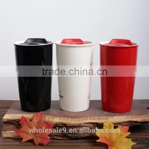 12oz Double Wall Ceramic Traveler, 12 fl oz , Ceramic Mug thumbnail-1