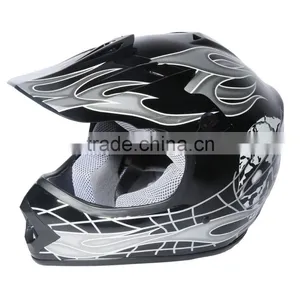 Youth Black/Silver Skull Bike Motocross Helmet Goggles+gloves+Interphone S M L thumbnail-2