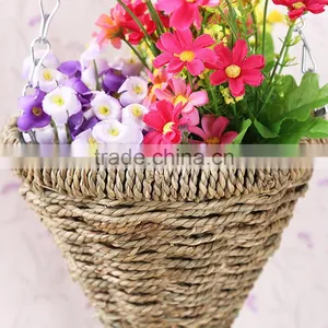Cone Shape Natural Straw Woven Flower Decorative Hanging Basket thumbnail-2
