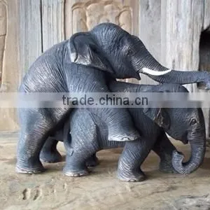 Wood Carved Elephant From Thailand thumbnail-1