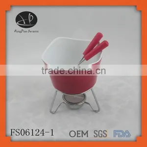 Porcelain,stonware Material and Fondue Set Dessert Tools Type Chocolate Warmer Mini Fondue Cup With Forks,fondue Set thumbnail-2