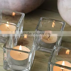Wholesale Square Clear Glass Candle Holder, Square Glass Candlestick thumbnail-1