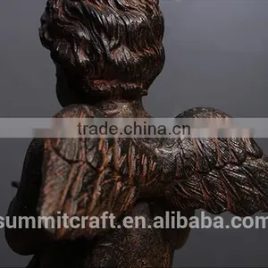 Resin Rust Color Vintage Writing Small Angel Figurines thumbnail-6