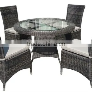 Outdoor Furniture Rattan Dining Table Set/ Round PE Wicker Table Set thumbnail-1