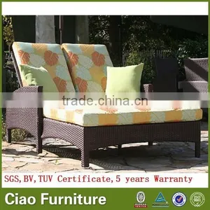 Elegant Stylish Outdoor Beachside Rattan Double Sun Lounger Set thumbnail-1