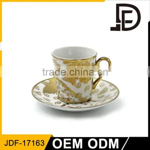 2017 Rose Design Romantic Gold Fine Bone China Bulk Tea Cup and Saucer Sets Shipping From China thumbnail-1