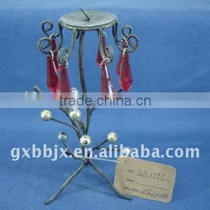 Red Pearl Black Wire Tree-shaped Decorative Candelabras Craft thumbnail-1