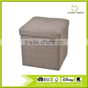 Collapsible Storage Ottoman Cube Foot Rest Stool Comfy Linen-like Fabric Lift Off Top thumbnail-1