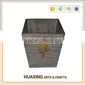 Vintage Large Wooden Flower Pot for Succulent Plants thumbnail-1