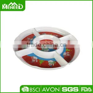 High Quality Versatile Use 5 Compartments Custom Snowman Food Divider Divided Melamine Christmas Chip and Dip thumbnail-1