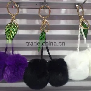 Fashion 6cm Rabbit Fur Key Ring K024-008 thumbnail-3