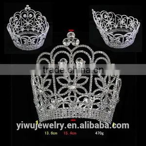 Fashion Crystal Silver Plated Full Round Princess Crown for Girls thumbnail-2