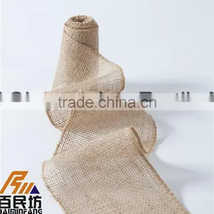 5''*5Y Burlap Ribbon Natural Color Swen Edge in Small Roll thumbnail-1