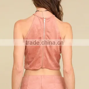 Two Piece Set Women Outfits 2017 With Embroidered Tank Top and Short thumbnail-2