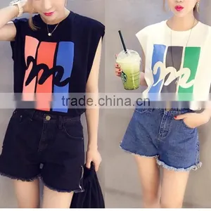 Lady T-shirt , Sleeveless Round Neck t Shirt for Sexy Women thumbnail-1