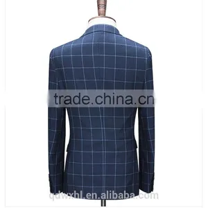 Fashion Blue Lattice Mens Wedding Dress thumbnail-3